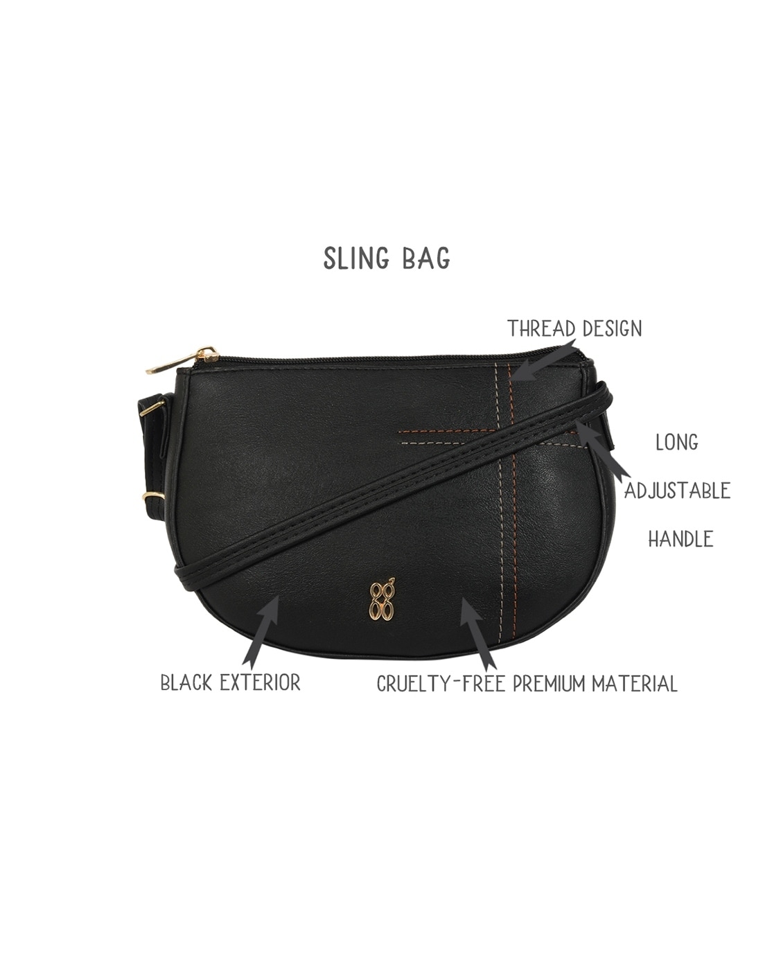 Baggit GG Women's Sling Bag - Extra Large (Black) : : Fashion