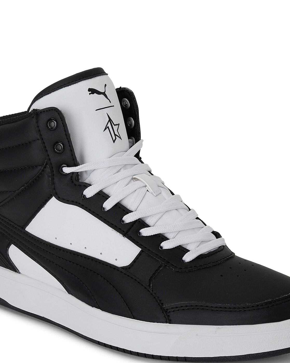 Puma high top 2025 shoes black and white