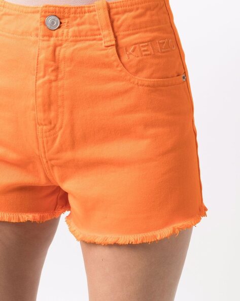 Black Hem Denim Shorts Slim Fit Slight Stretch Ripped - Temu