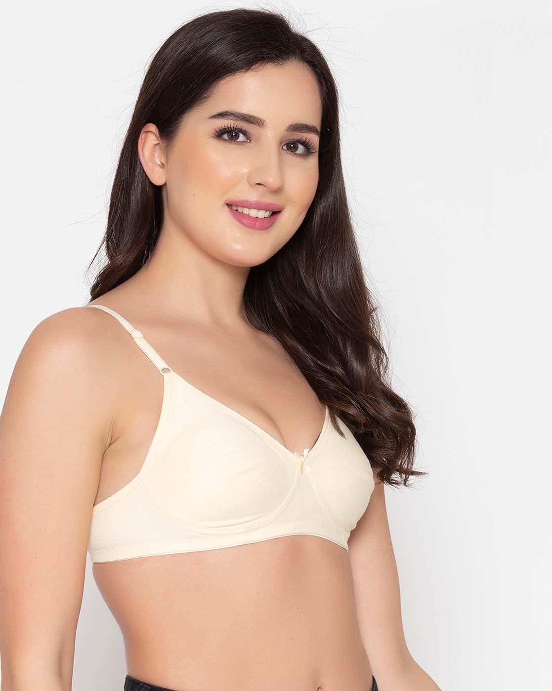 Buy Clovia Beige Self Design Powernet Full Coverage Bra Online at