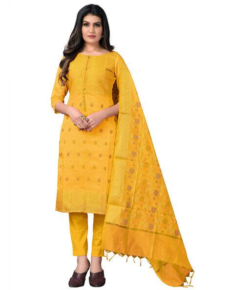 Buy Yellow Dress Material for Women by MANVAA Online | Ajio.com