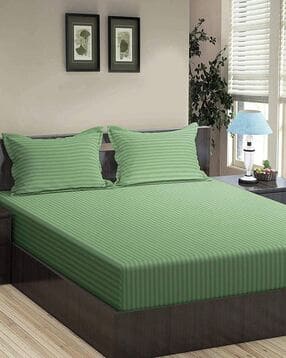 trance home linen Cotton 200TC Queen Size Flat Bedsheet with 2 Pillow Covers-picture-34