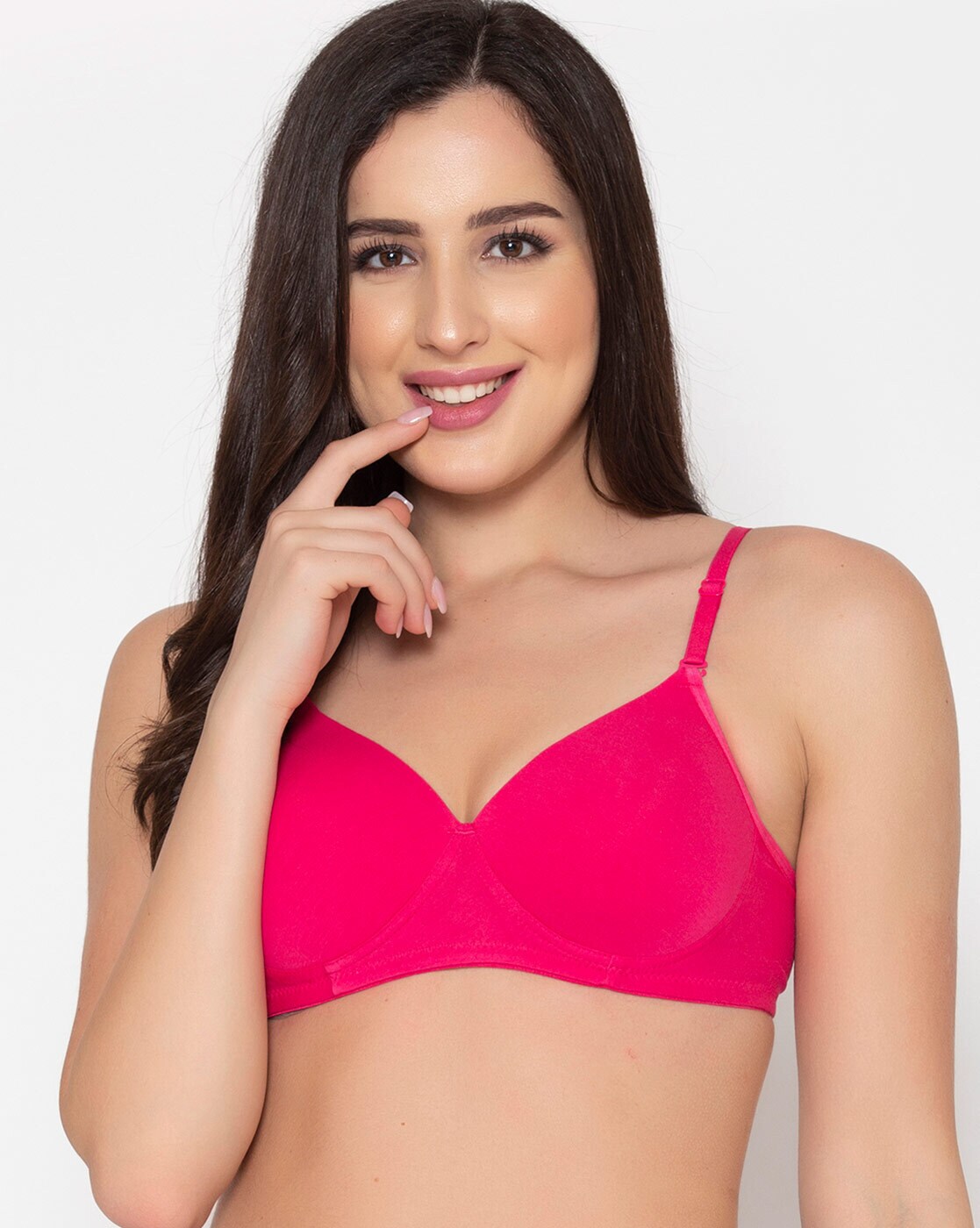Buy Clovia Double Layered Comfy T-Shirt Bra In Hot Pink - Bra for