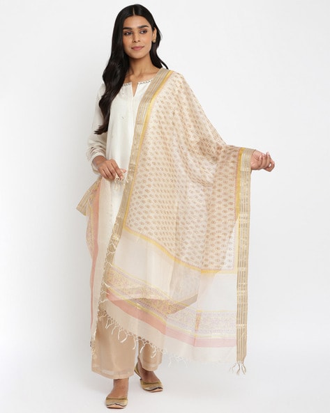 Micro Print Dupatta with Tassels Price in India