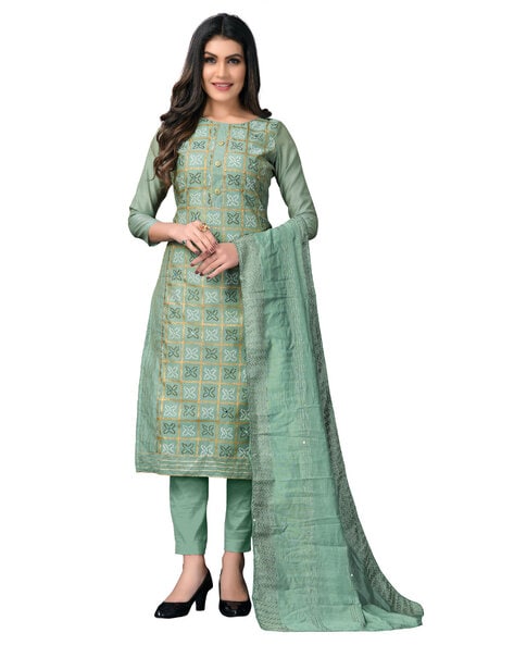 Embellished Unstitched Dress Material Price in India