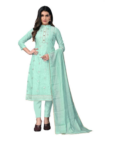 Embellished Unstitched Dress Material Price in India