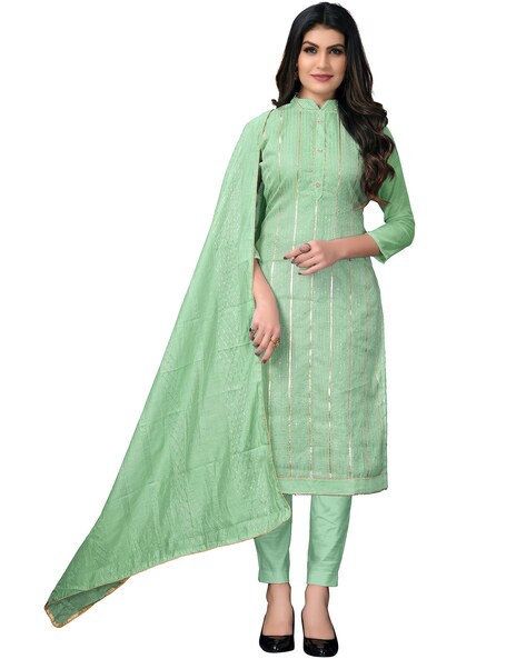 Embellished Unstitched Dress Material Price in India