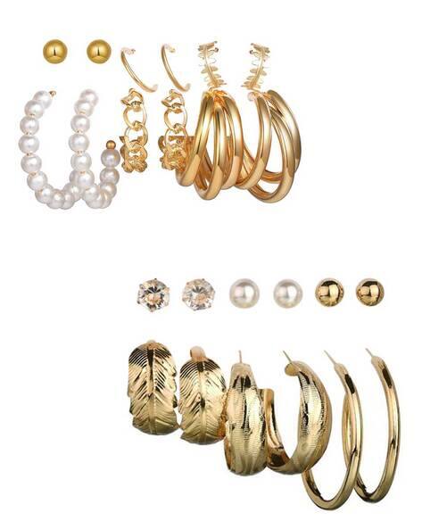 Buy Gold-Toned White Earrings for Women by VEMBLEY Online