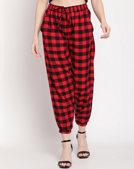 Red checkered sale joggers