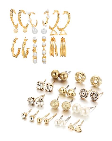 Set of 18 Gold-Plated Stud Earrings