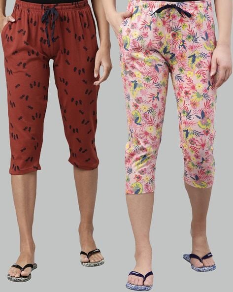 Pack of 2 Printed Capri Pants