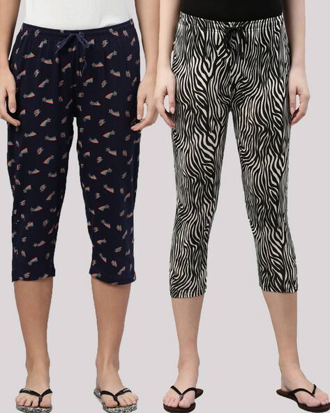 Pack of 2 Printed Capris with Drawstring Waist