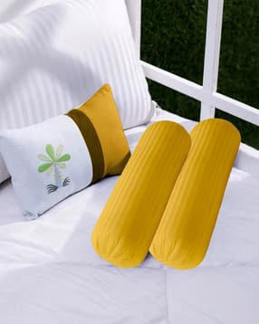 trance home linen Pack of 2 200 TC Striped Cotton Bolster Covers-picture-32