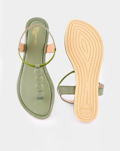 Buy Olive Green Flat Sandals for Women by PADVESH Online Ajio