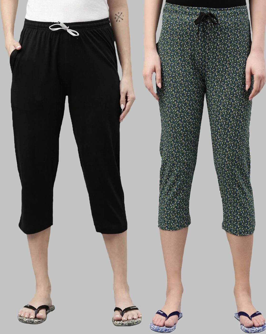 Buy Black  Green Trousers  Pants for Women by Kryptic Online  Ajiocom