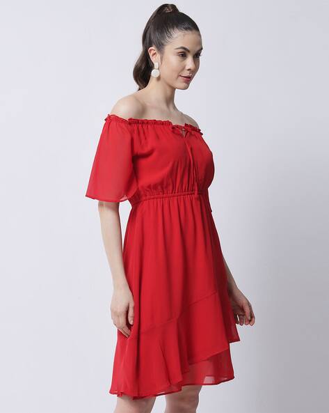 Off Shoulder Fit & Flare Dress view 3