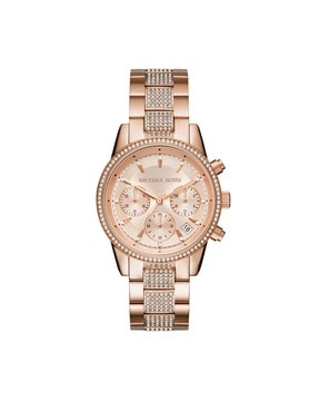 Michael Kors Leather Strap Watch with Gold Chronograph Face in Brown  Lyst