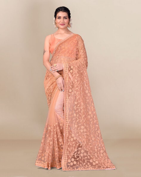 Peach Color Traditional Jamdani Sari – Craftyle