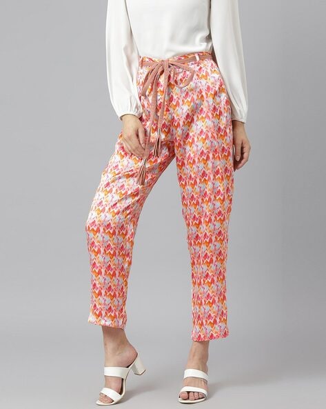 Buy Popwings Women Casual Pink Stripes Printed Regular Relaxed Loose Fit  Full Length Trouser | Crepe Trousers for Women Online at Best Prices in  India - JioMart.
