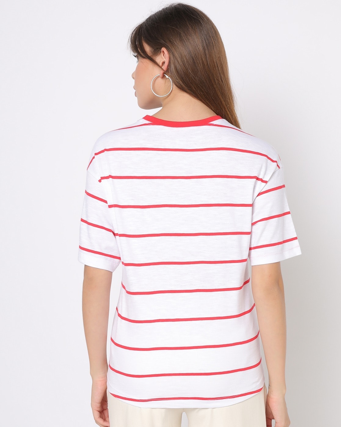 New Lucky Brand Women Cap Sleeve Knot Front Stripe Red White Blue T-shirt  Small