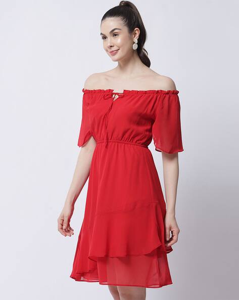 Off Shoulder Fit & Flare Dress view 2