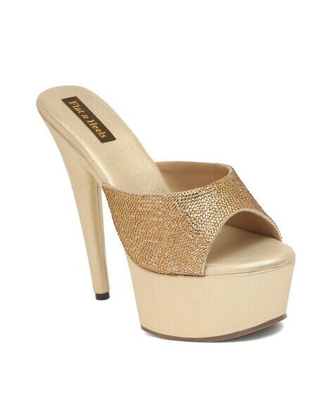 Buy Gold Heeled Sandals for Women by Flat n Heels Online | Ajio.com