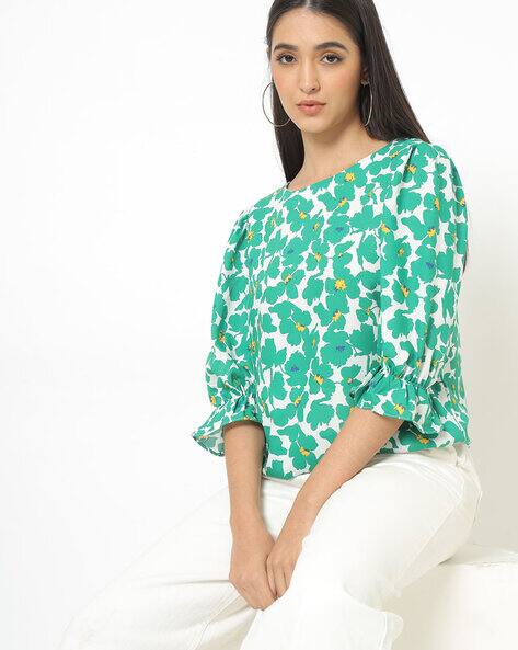 ISCENERY BY VERO MODA Floral Print Boat-Neck Top