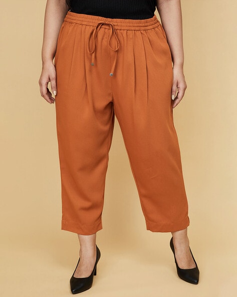Burnt Orange Satin Belted Wide Leg Pants | PrettyLittleThing QA