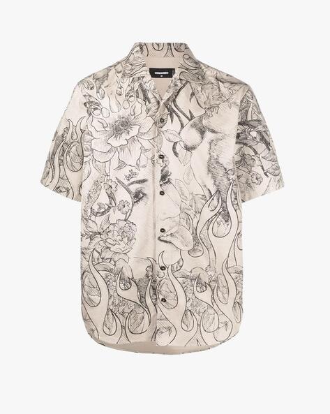 Mens Shirts DSquared² Shirts for Men Blue DSquared² Synthetic Floral Printed Viscose Bowling Shirt in Blue/White 