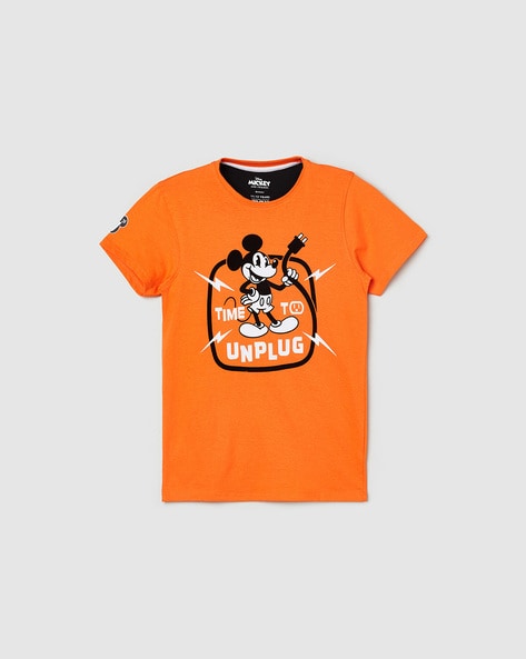 Orange mickey store mouse shirt