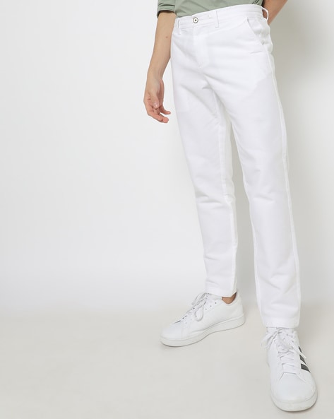 Buy Men White Solid Low Skinny Fit Casual Trousers Online  712819  Peter  England