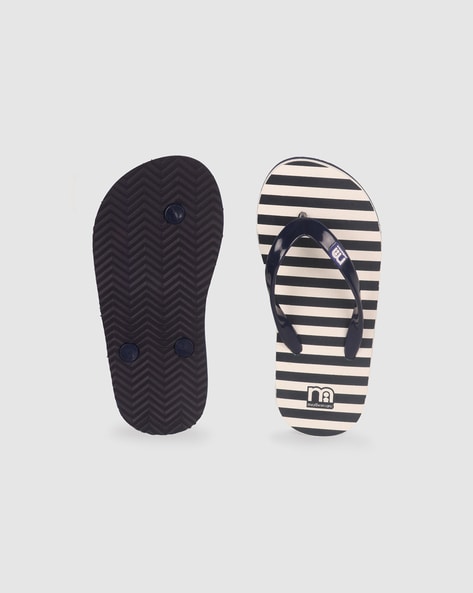 Black and white striped flip flops hot sale