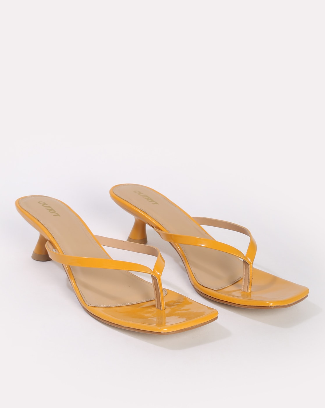 Buy Yellow Heeled Sandals for Women by Outryt Online Ajio