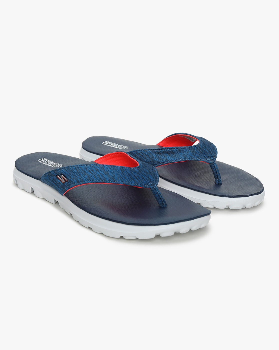 Skechers navy blue flip 2024 flops