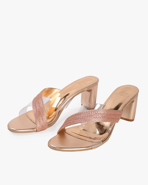 Buy Now Women Rose Gold Embellished Block Heels – Inc5 Shoes