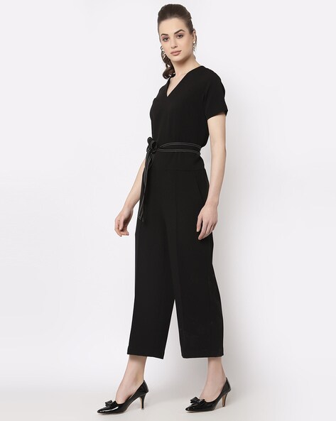 Short sleeve store v neck jumpsuit