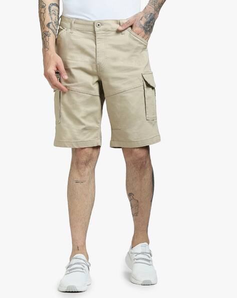 Panelled Cargo Shorts with Slip Pockets - Main Image