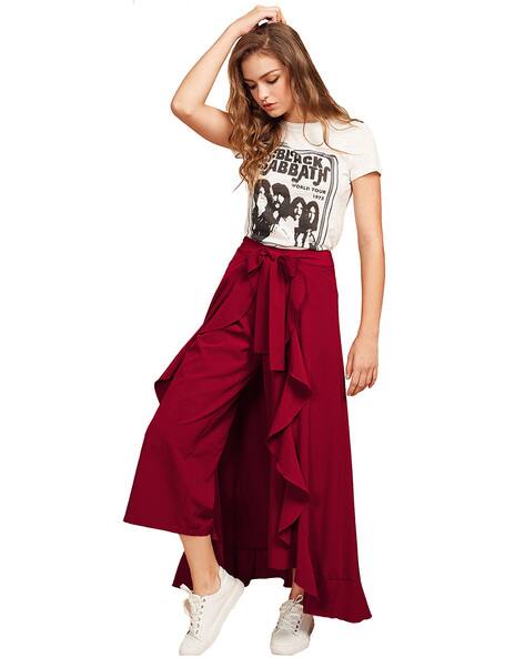 Buy Maroon Skirts for Women by ADDYVERO 