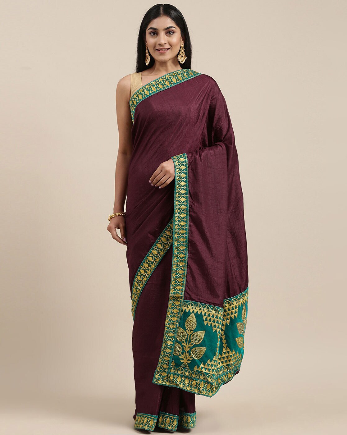 Buy Maroon Sarees for Women by GRIVA DESIGNER Online