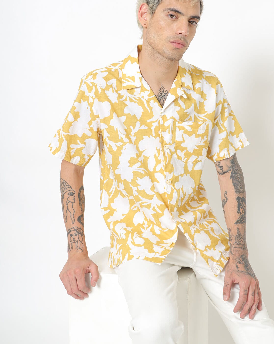Buy Ketch Light Yellow Slim Fit Solid Casual Shirt for Men Online at Rs464   Ketch