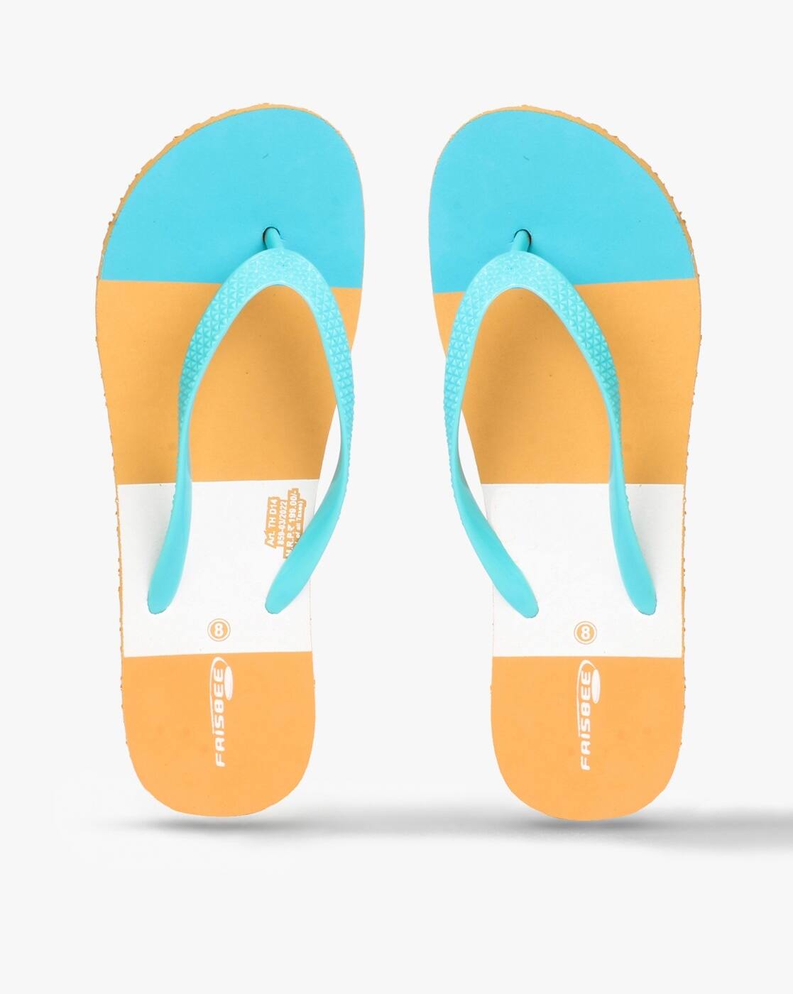 mustard colored flip flops