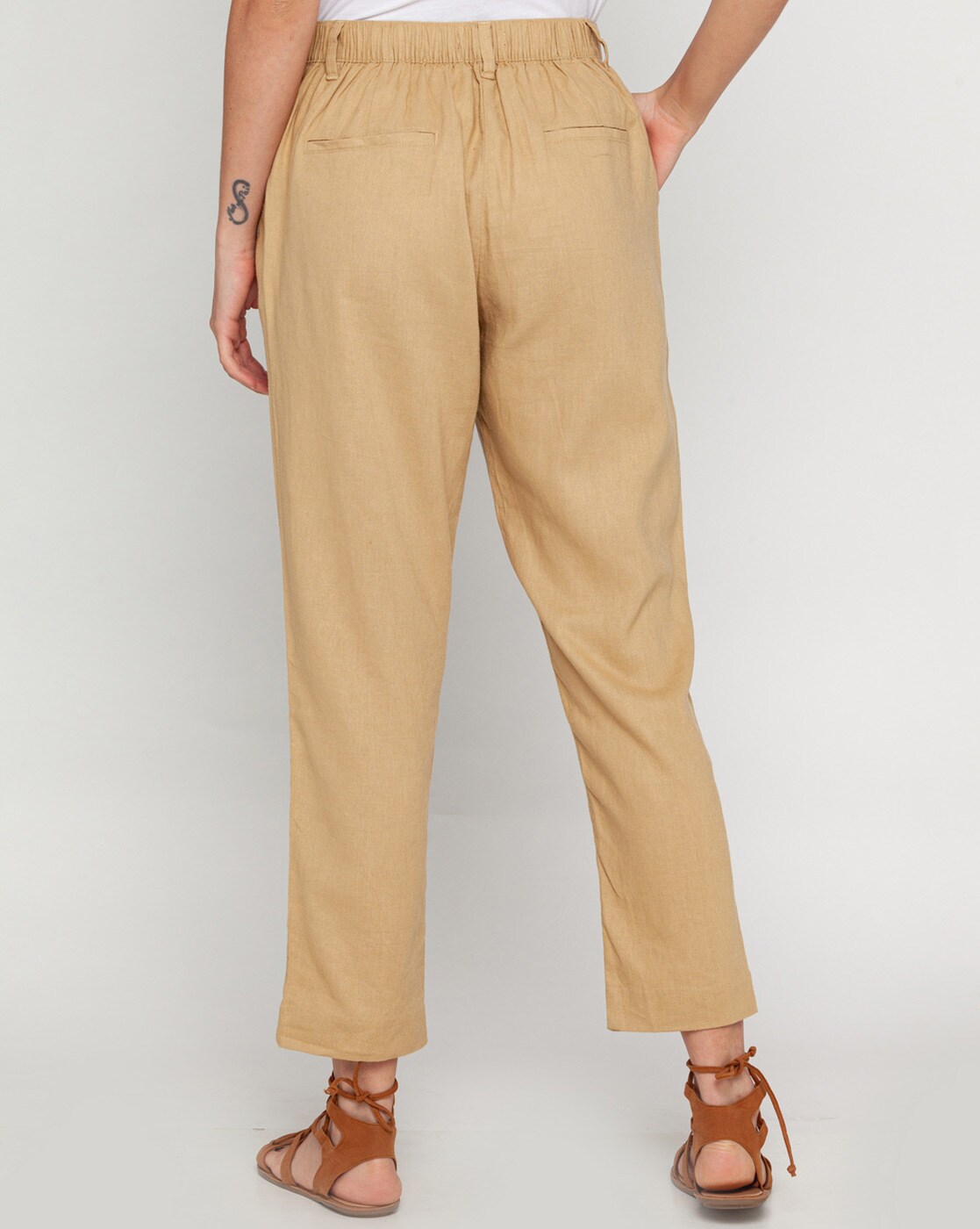 Buy Beige Trousers & Pants for Women by Zink London Online