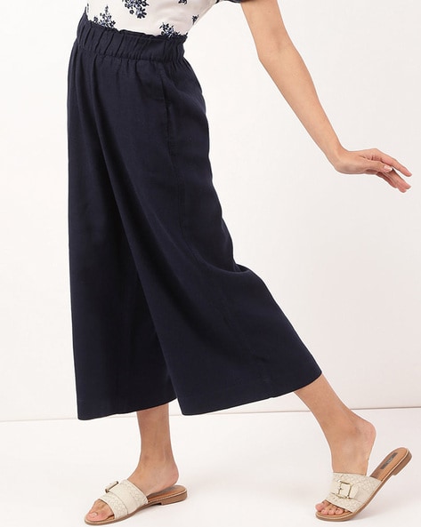 Styli Navy High Rise Cropped Trousers