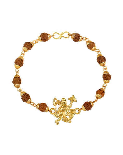 3 Line Superior Quality Graceful Design Gold Plated Rudraksha Bracelet   Style B772