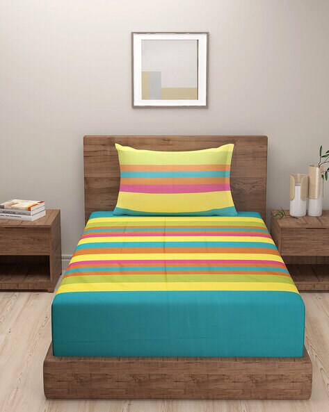 Rainbow Style Bed Sheets Online  Colorful Stripes Bed Sheets at Best  Price- Swayamindia