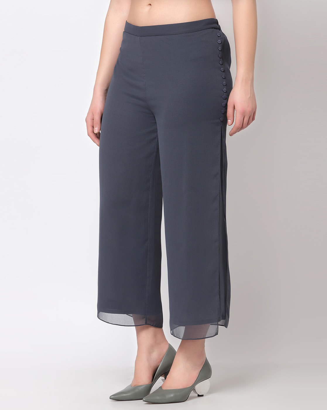 side button palazzo pants