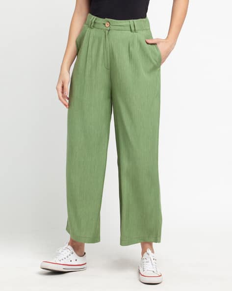 Zink London Mid-Rise Straight Fit Trousers with Insert Pockets
