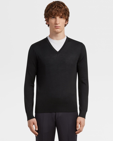 Zegna grey discount v-neck