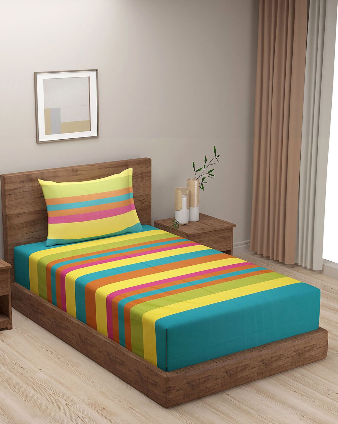 Rainbow Style Bed Sheets Online  Colorful Stripes Bed Sheets at Best  Price- Swayamindia