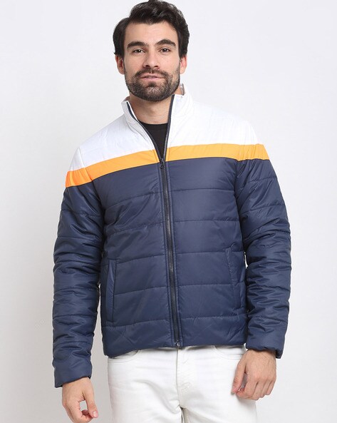 mens puffer jacket navy blue